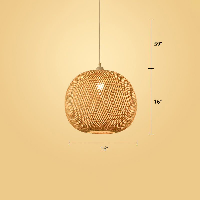 Modern Style Handwoven Ceiling Light Rattan Single Restaurant Hanging Pendant Light in Wood Clearhalo 'Ceiling Lights' 'Pendant Lights' 'Pendants' Lighting' 2245872