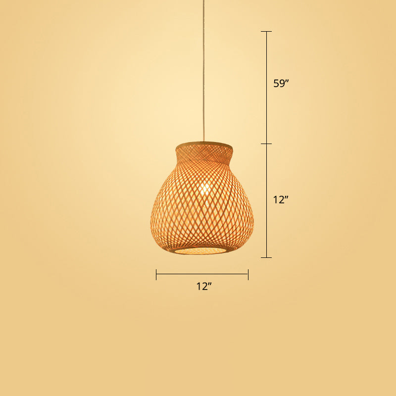 Modern Style Handwoven Ceiling Light Rattan Single Restaurant Hanging Pendant Light in Wood Clearhalo 'Ceiling Lights' 'Pendant Lights' 'Pendants' Lighting' 2245874