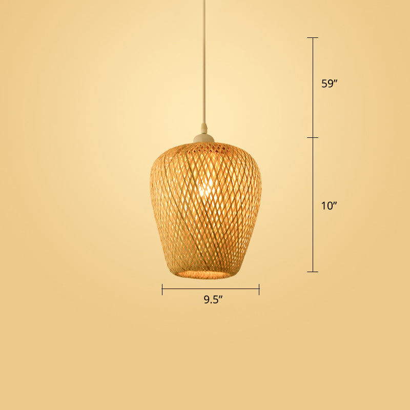 Modern Style Handwoven Ceiling Light Rattan Single Restaurant Hanging Pendant Light in Wood Wood C Clearhalo 'Ceiling Lights' 'Pendant Lights' 'Pendants' Lighting' 2245877_2a7766ad-6bad-4c16-95e8-5de2e8eea2d6