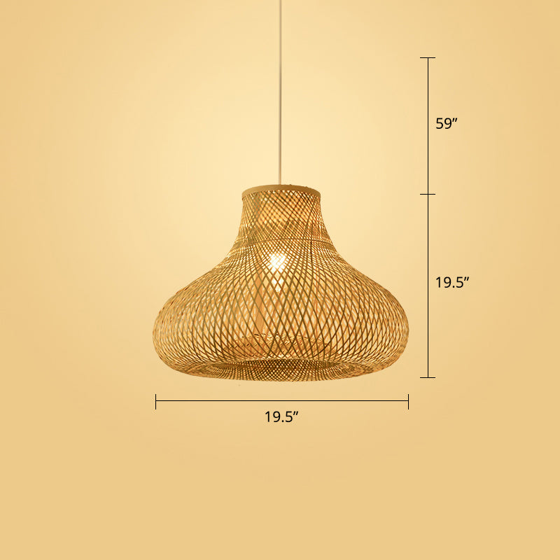 Modern Style Handwoven Ceiling Light Rattan Single Restaurant Hanging Pendant Light in Wood Wood B Clearhalo 'Ceiling Lights' 'Pendant Lights' 'Pendants' Lighting' 2245880_410f03a9-1c1c-479b-b0b4-74ccbd74b443