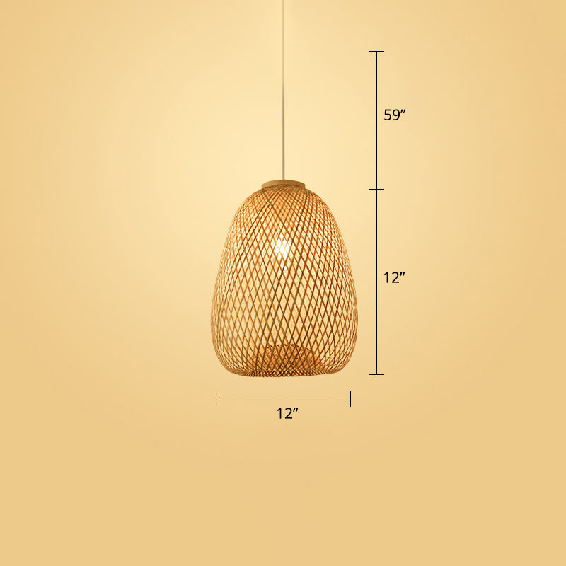 Modern Style Handwoven Ceiling Light Rattan Single Restaurant Hanging Pendant Light in Wood Clearhalo 'Ceiling Lights' 'Pendant Lights' 'Pendants' Lighting' 2245881