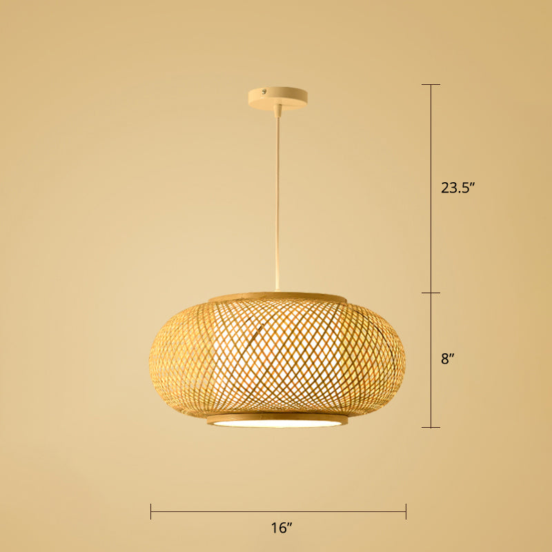 Modern Style Handwoven Ceiling Light Rattan Single Restaurant Hanging Pendant Light in Wood Clearhalo 'Ceiling Lights' 'Pendant Lights' 'Pendants' Lighting' 2245883