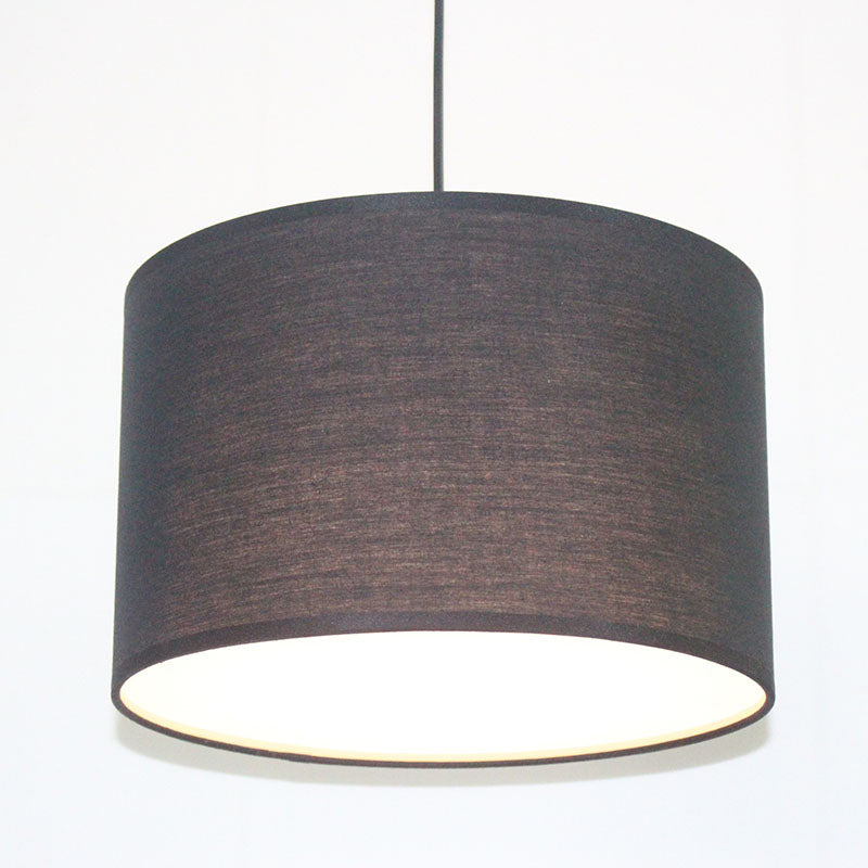 Minimalism Drum Suspension Light Single-Bulb Fabric Pendant Light Fixture for Restaurant Black Clearhalo 'Ceiling Lights' 'Pendant Lights' 'Pendants' Lighting' 2246176_b7926905-a582-46a9-b72a-7bd49b69b404