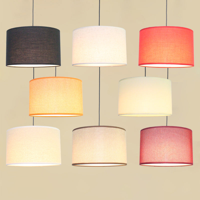 Minimalism Drum Suspension Light Single-Bulb Fabric Pendant Light Fixture for Restaurant Clearhalo 'Ceiling Lights' 'Pendant Lights' 'Pendants' Lighting' 2246178