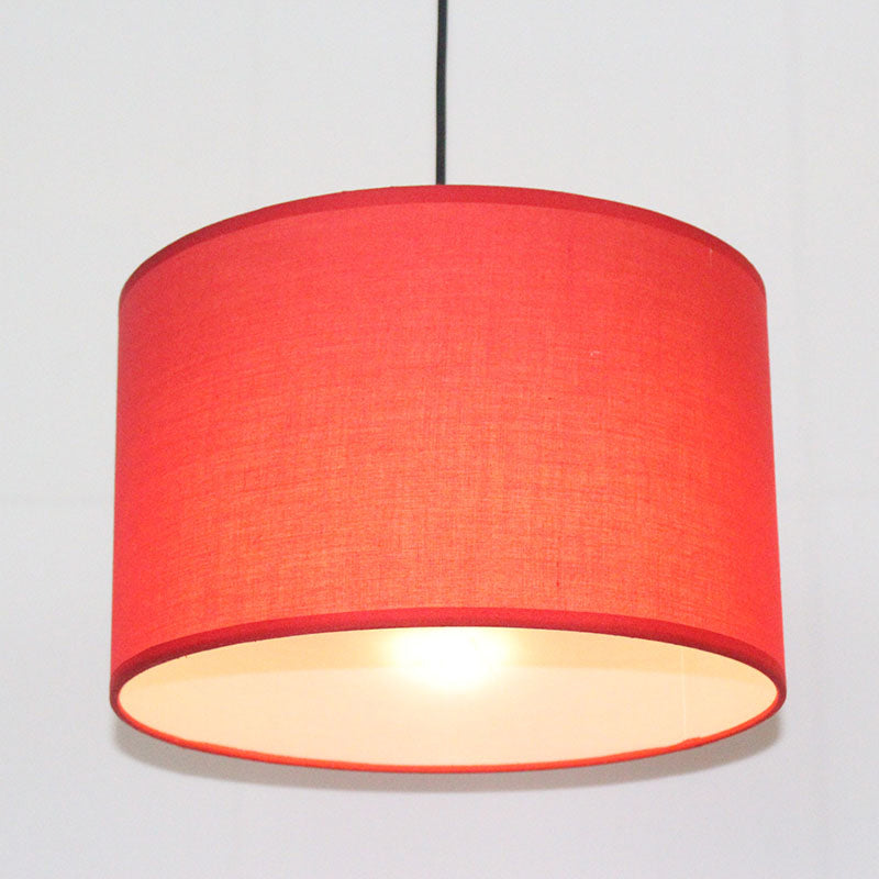 Minimalism Drum Suspension Light Single-Bulb Fabric Pendant Light Fixture for Restaurant Red Clearhalo 'Ceiling Lights' 'Pendant Lights' 'Pendants' Lighting' 2246179_90e93bfc-3b94-4b5a-8232-848a67d89f41