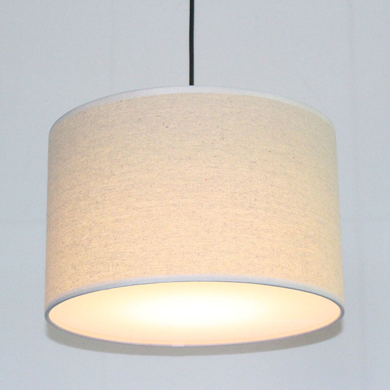 Minimalism Drum Suspension Light Single-Bulb Fabric Pendant Light Fixture for Restaurant Light Gray Clearhalo 'Ceiling Lights' 'Pendant Lights' 'Pendants' Lighting' 2246183_bf5d8c5f-2f73-4841-92fb-73c12ef223cc
