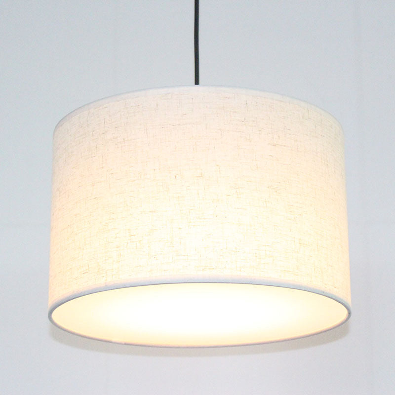 Minimalism Drum Suspension Light Single-Bulb Fabric Pendant Light Fixture for Restaurant White Clearhalo 'Ceiling Lights' 'Pendant Lights' 'Pendants' Lighting' 2246185_b2e125a0-49a9-4ef2-bad8-ac3f1bc96f53