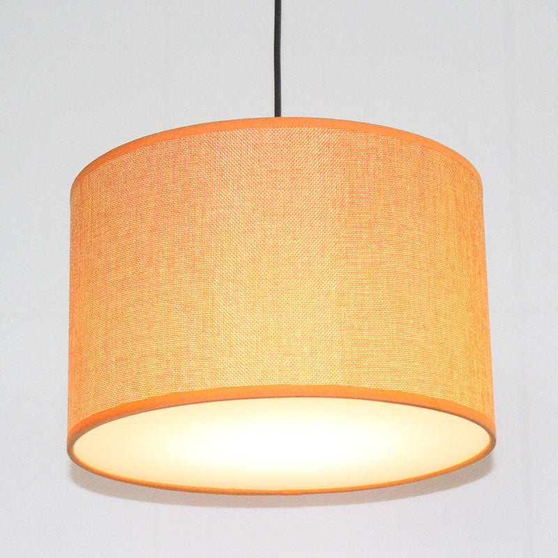 Minimalism Drum Suspension Light Single-Bulb Fabric Pendant Light Fixture for Restaurant Orange Clearhalo 'Ceiling Lights' 'Pendant Lights' 'Pendants' Lighting' 2246187_7dfa566d-c015-4dc7-b8f7-9a955c81a849