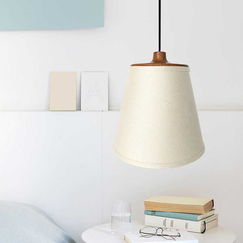 Bucket Fabric Ceiling Lighting Simplicity 1-Light Dining Room Hanging Lamp in White Clearhalo 'Ceiling Lights' 'Pendant Lights' 'Pendants' Lighting' 2246188