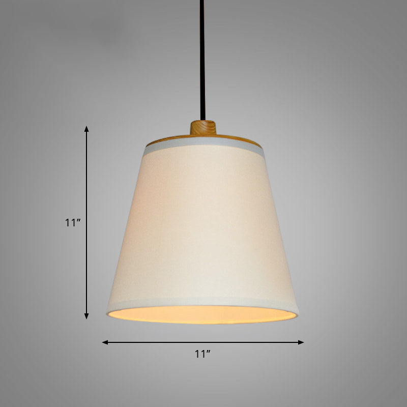 Bucket Fabric Ceiling Lighting Simplicity 1-Light Dining Room Hanging Lamp in White White Clearhalo 'Ceiling Lights' 'Pendant Lights' 'Pendants' Lighting' 2246189_31795a91-ca49-474d-9838-e89fffcb9b0e