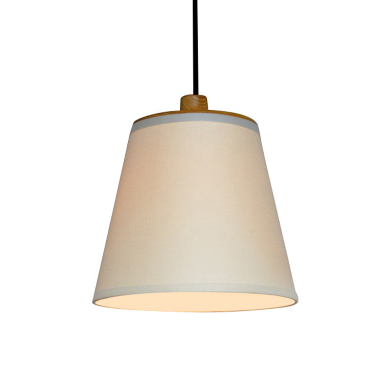 Bucket Fabric Ceiling Lighting Simplicity 1-Light Dining Room Hanging Lamp in White Clearhalo 'Ceiling Lights' 'Pendant Lights' 'Pendants' Lighting' 2246192