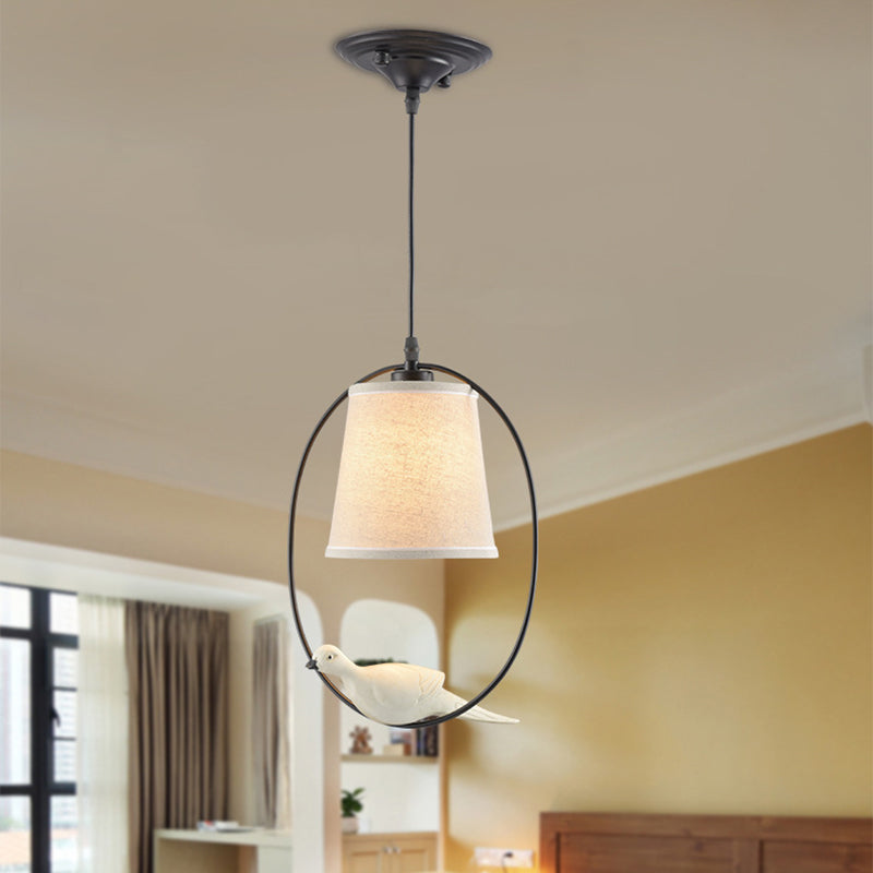 Fabric Tapered Suspension Lighting Classic Single-Bulb Dining Room Pendant Ceiling Light Clearhalo 'Ceiling Lights' 'Pendant Lights' 'Pendants' Lighting' 2246195