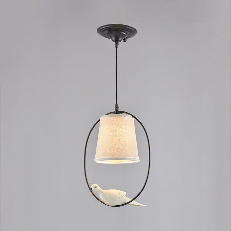 Fabric Tapered Suspension Lighting Classic Single-Bulb Dining Room Pendant Ceiling Light Clearhalo 'Ceiling Lights' 'Pendant Lights' 'Pendants' Lighting' 2246196