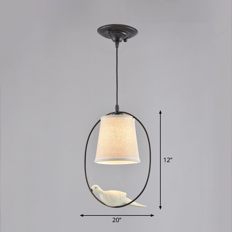 Fabric Tapered Suspension Lighting Classic Single-Bulb Dining Room Pendant Ceiling Light Clearhalo 'Ceiling Lights' 'Pendant Lights' 'Pendants' Lighting' 2246198