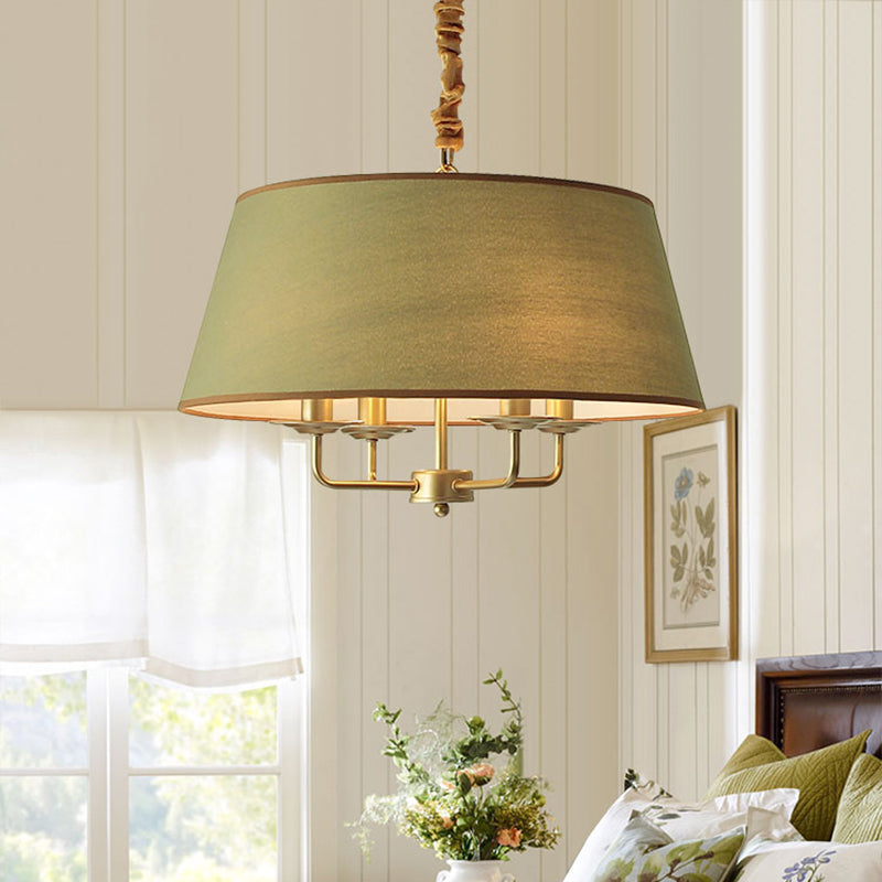 Vintage Empire Shade Chandelier Pendant Light 4 Heads Fabric Hanging Light for Bedroom Clearhalo 'Ceiling Lights' 'Chandeliers' Lighting' options 2246219