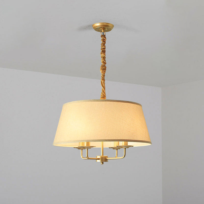 Vintage Empire Shade Chandelier Pendant Light 4 Heads Fabric Hanging Light for Bedroom Clearhalo 'Ceiling Lights' 'Chandeliers' Lighting' options 2246220