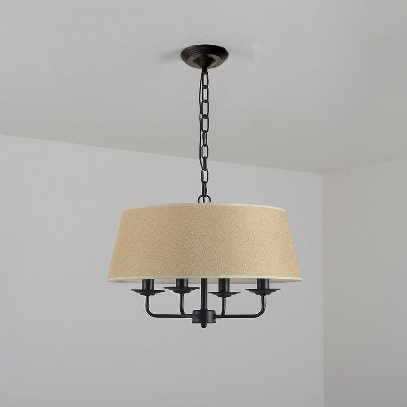 Vintage Empire Shade Chandelier Pendant Light 4 Heads Fabric Hanging Light for Bedroom Clearhalo 'Ceiling Lights' 'Chandeliers' Lighting' options 2246223