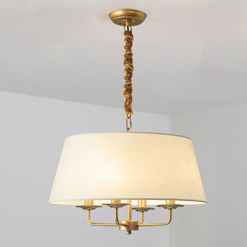 Vintage Empire Shade Chandelier Pendant Light 4 Heads Fabric Hanging Light for Bedroom Clearhalo 'Ceiling Lights' 'Chandeliers' Lighting' options 2246225