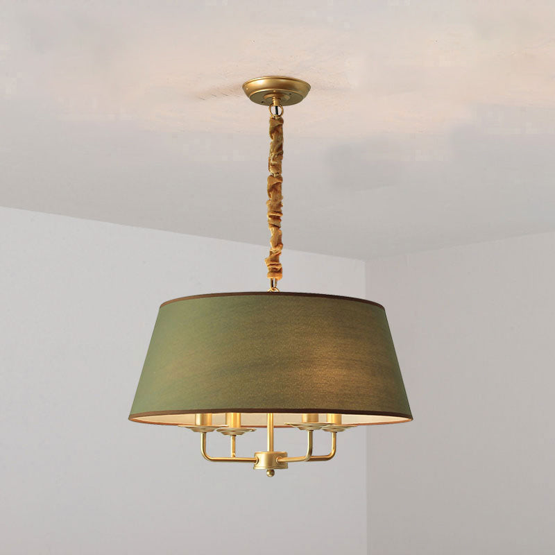 Vintage Empire Shade Chandelier Pendant Light 4 Heads Fabric Hanging Light for Bedroom Green Clearhalo 'Ceiling Lights' 'Chandeliers' Lighting' options 2246227_3e022281-38a3-4b5f-be08-db922e6e909c