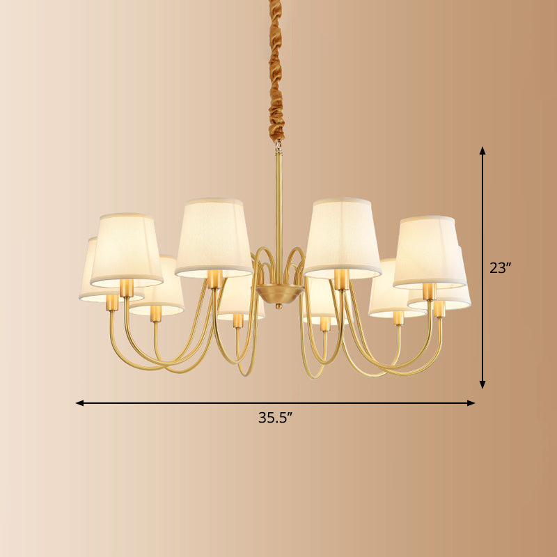 Fabric Bucket Shade Suspension Light Simplicity Living Room Chandelier Light in Brass 10 Brass Clearhalo 'Ceiling Lights' 'Chandeliers' Lighting' options 2246237_64b1692b-dc14-4b49-ac3c-2f2fc2264d6e