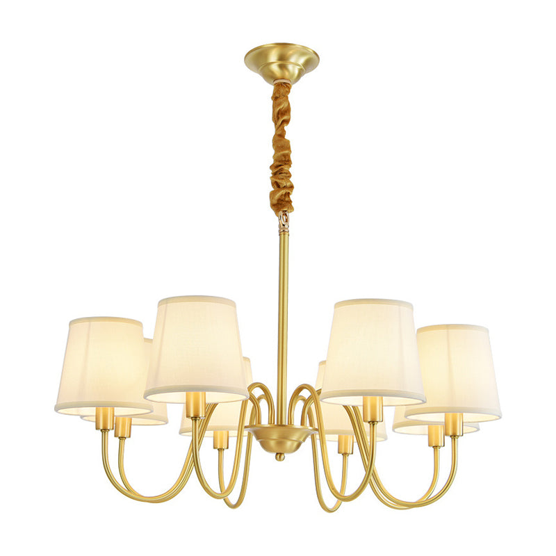 Fabric Bucket Shade Suspension Light Simplicity Living Room Chandelier Light in Brass Clearhalo 'Ceiling Lights' 'Chandeliers' Lighting' options 2246241