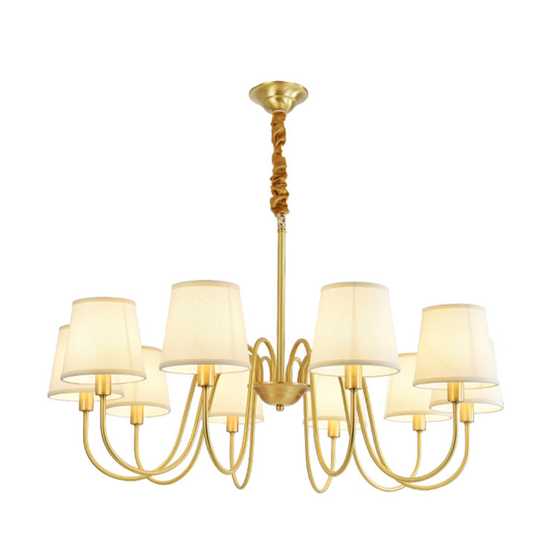 Fabric Bucket Shade Suspension Light Simplicity Living Room Chandelier Light in Brass Clearhalo 'Ceiling Lights' 'Chandeliers' Lighting' options 2246242