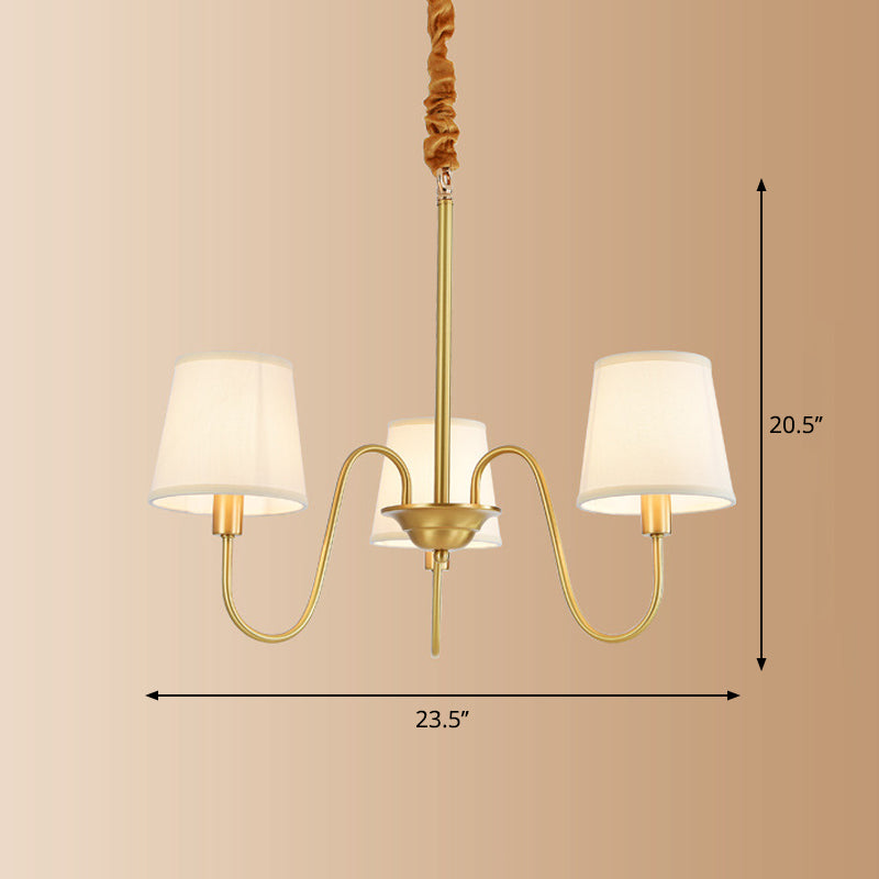 Fabric Bucket Shade Suspension Light Simplicity Living Room Chandelier Light in Brass 3 Brass Clearhalo 'Ceiling Lights' 'Chandeliers' Lighting' options 2246243_8c109e76-9bdf-4dbe-9f47-1e6aba4a5fb1