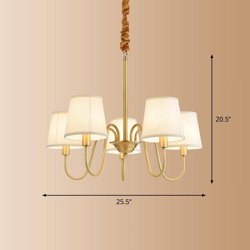 Fabric Bucket Shade Suspension Light Simplicity Living Room Chandelier Light in Brass Clearhalo 'Ceiling Lights' 'Chandeliers' Lighting' options 2246244