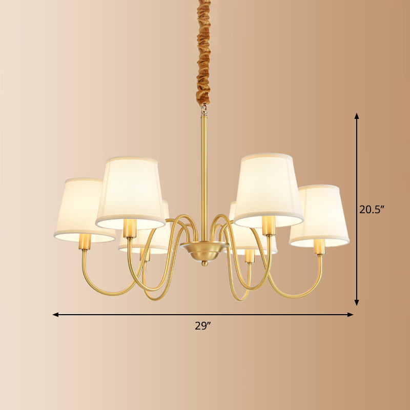 Fabric Bucket Shade Suspension Light Simplicity Living Room Chandelier Light in Brass Clearhalo 'Ceiling Lights' 'Chandeliers' Lighting' options 2246245