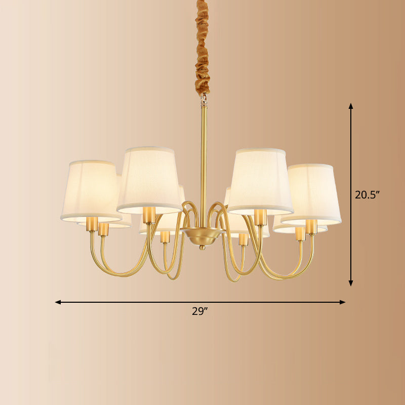 Fabric Bucket Shade Suspension Light Simplicity Living Room Chandelier Light in Brass 8 Brass Clearhalo 'Ceiling Lights' 'Chandeliers' Lighting' options 2246246_a748ed01-6131-46d2-ab09-e34de114df31