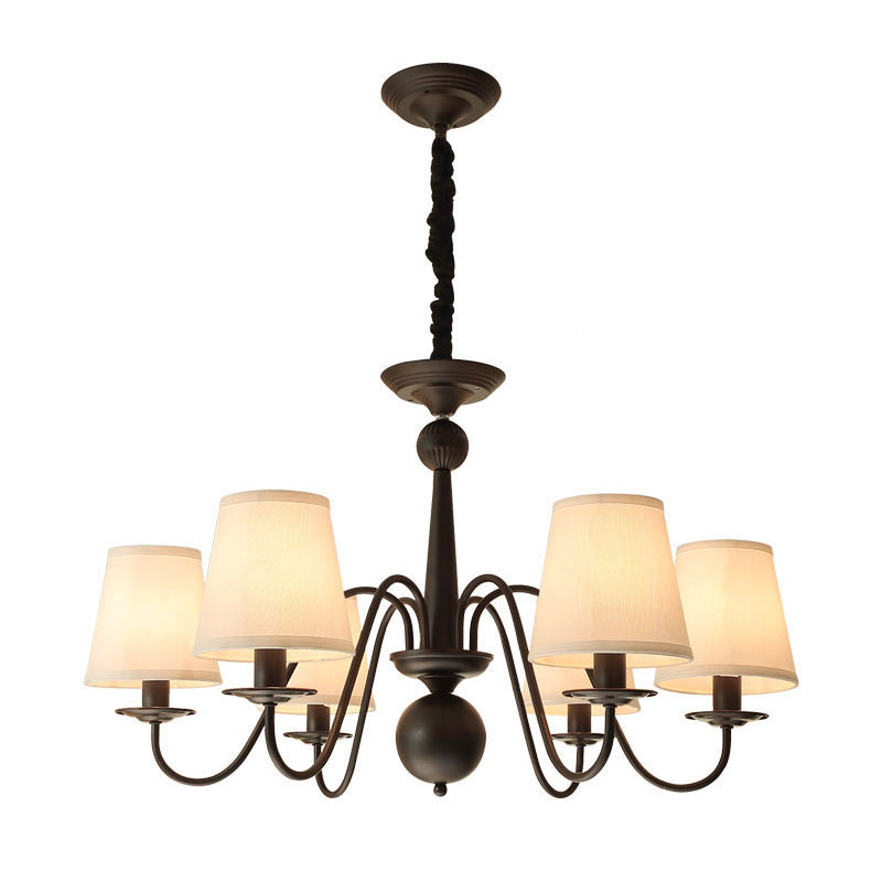 Tapered Shade Living Room Chandelier Lighting Classic Style Fabric Black Pendant Light Clearhalo 'Ceiling Lights' 'Chandeliers' Lighting' options 2246248