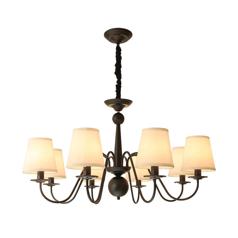 Tapered Shade Living Room Chandelier Lighting Classic Style Fabric Black Pendant Light Clearhalo 'Ceiling Lights' 'Chandeliers' Lighting' options 2246249