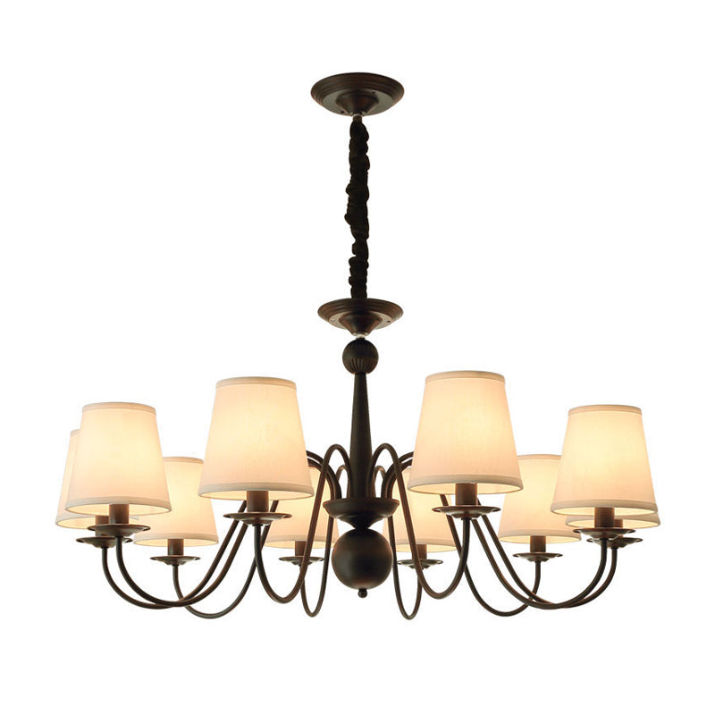 Tapered Shade Living Room Chandelier Lighting Classic Style Fabric Black Pendant Light Clearhalo 'Ceiling Lights' 'Chandeliers' Lighting' options 2246251