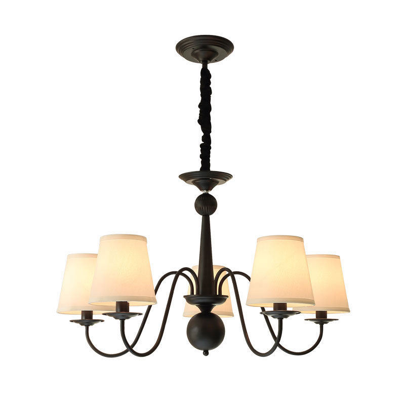 Tapered Shade Living Room Chandelier Lighting Classic Style Fabric Black Pendant Light Clearhalo 'Ceiling Lights' 'Chandeliers' Lighting' options 2246253