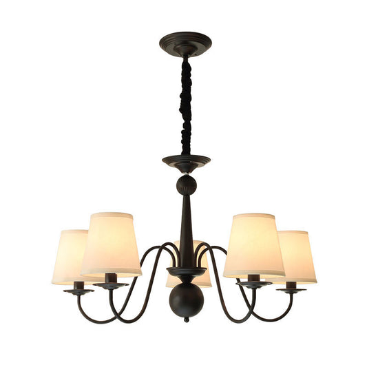 Tapered Shade Living Room Chandelier Lighting Classic Style Fabric Black Pendant Light Clearhalo 'Ceiling Lights' 'Chandeliers' Lighting' options 2246253