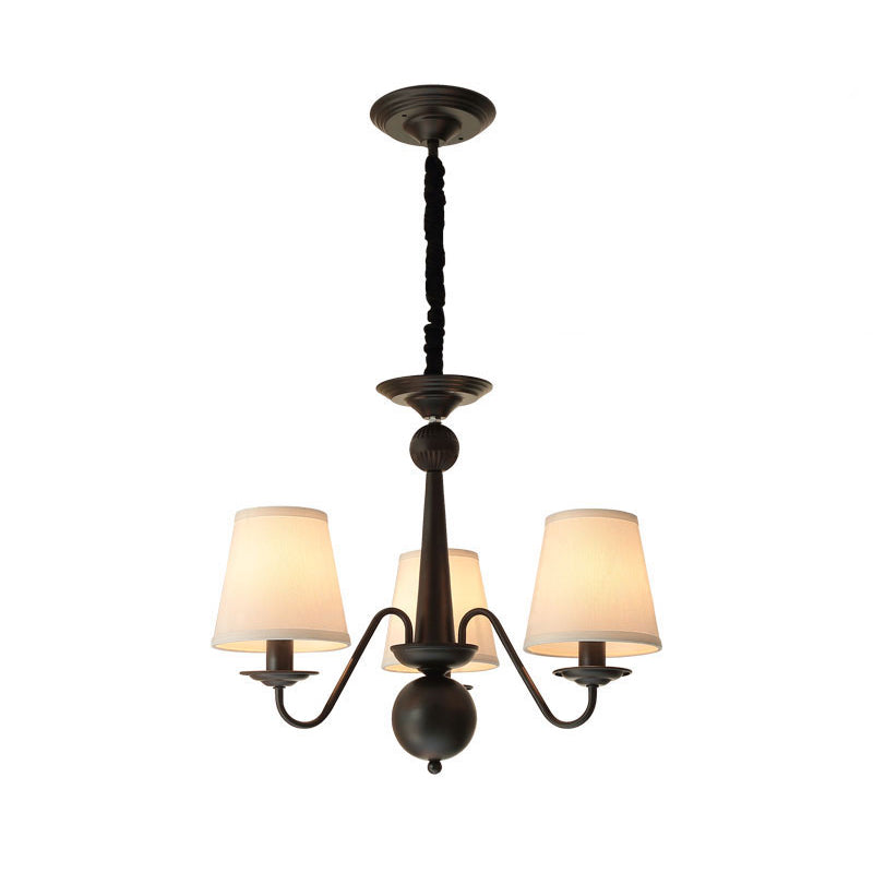 Tapered Shade Living Room Chandelier Lighting Classic Style Fabric Black Pendant Light 3 Black Clearhalo 'Ceiling Lights' 'Chandeliers' Lighting' options 2246255_4ff4284f-f893-4a3c-a768-6082c51cf087