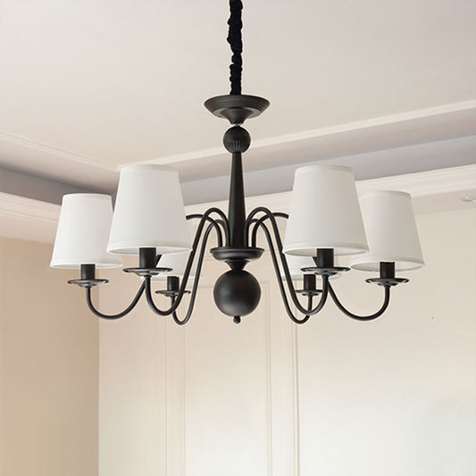 Tapered Shade Living Room Chandelier Lighting Classic Style Fabric Black Pendant Light Clearhalo 'Ceiling Lights' 'Chandeliers' Lighting' options 2246256