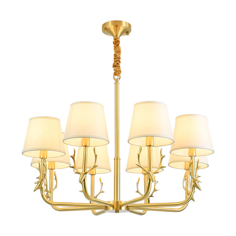 Traditional Bucket Ceiling Lighting Fabric Chandelier Light Fixture with Deer Decor in Brass Clearhalo 'Ceiling Lights' 'Chandeliers' Lighting' options 2246261