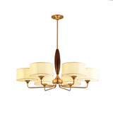 Fabric Drum Chandelier Light Minimalism Living Room Pendant Light Fixture in Brass Clearhalo 'Ceiling Lights' 'Chandeliers' Lighting' options 2246286