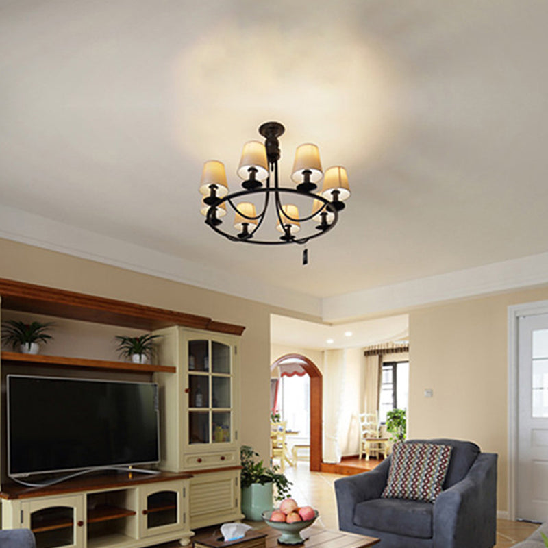 Bucket Shade Fabric Ceiling Lighting Traditional Living Room Chandelier Light Fixture Clearhalo 'Ceiling Lights' 'Chandeliers' Lighting' options 2246299