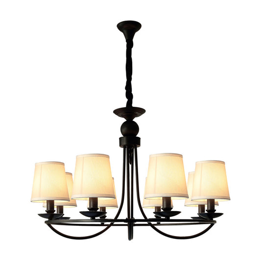 Fabric Tapered Drum Chandelier Pendant Light Vintage Living Room Hanging Light in Black Clearhalo 'Ceiling Lights' 'Chandeliers' Lighting' options 2246315