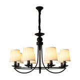 Fabric Tapered Drum Chandelier Pendant Light Vintage Living Room Hanging Light in Black Clearhalo 'Ceiling Lights' 'Chandeliers' Lighting' options 2246315