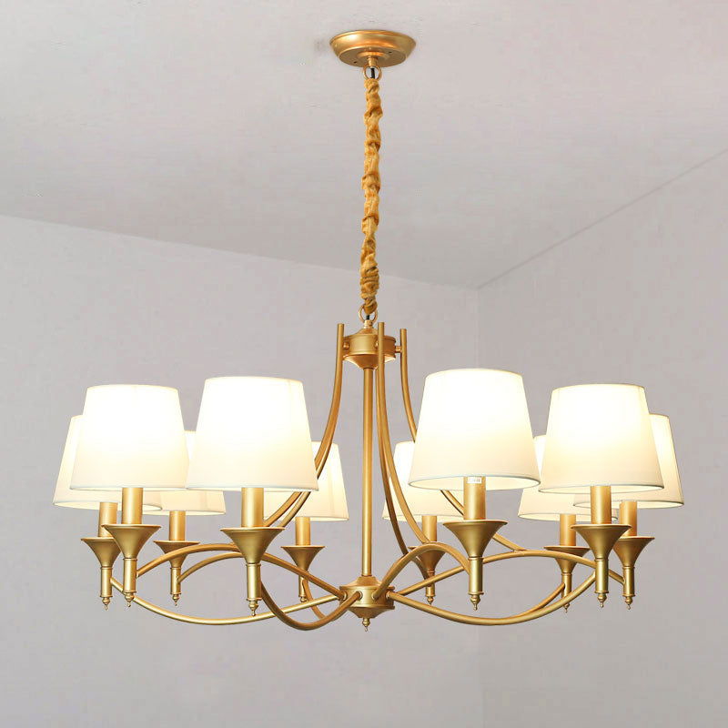 Minimalism Candlestick Chandelier Light Metallic Pendant Light Fixture with Tapered Fabric Shade Clearhalo 'Ceiling Lights' 'Chandeliers' Lighting' options 2246323