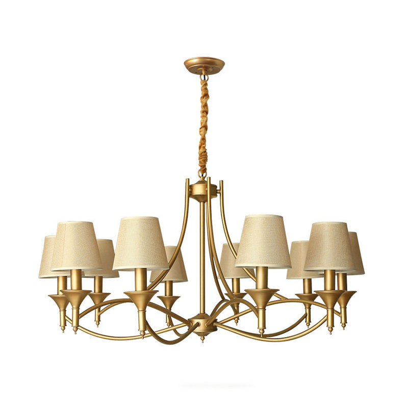 Minimalism Candlestick Chandelier Light Metallic Pendant Light Fixture with Tapered Fabric Shade Clearhalo 'Ceiling Lights' 'Chandeliers' Lighting' options 2246334