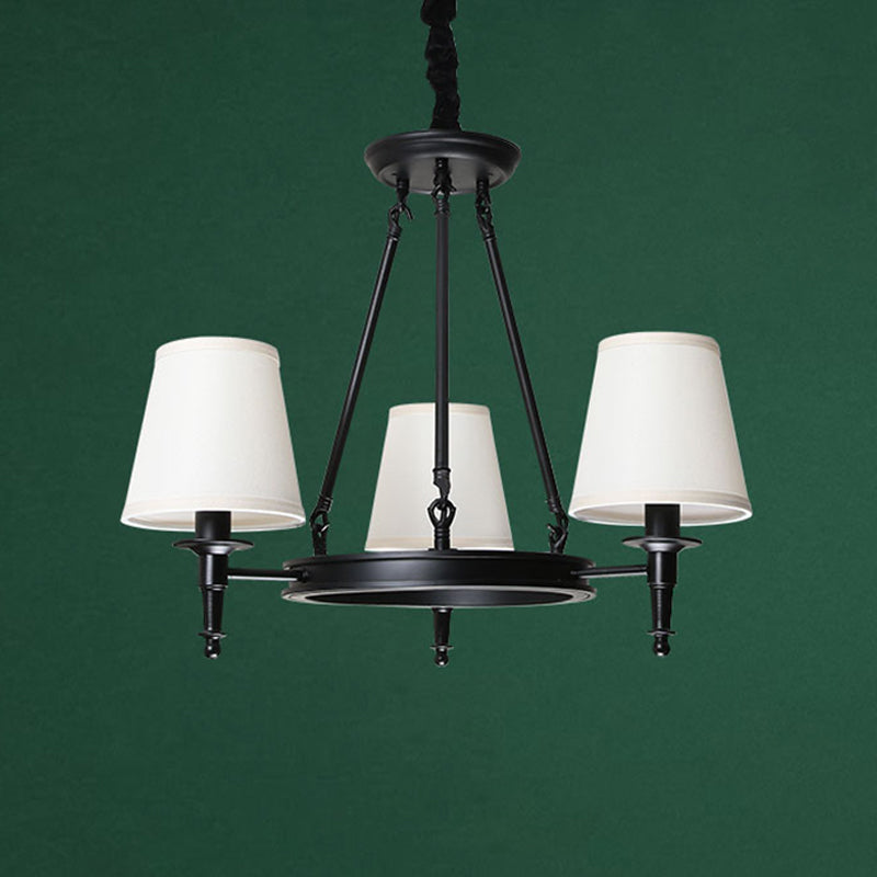 Bucket Shade Fabric Suspension Light Simplicity Living Room Chandelier Lighting Fixture 3 Black Clearhalo 'Ceiling Lights' 'Chandeliers' Lighting' options 2246337_f1226c8b-df86-4e85-927d-9c2b7f1bcc40