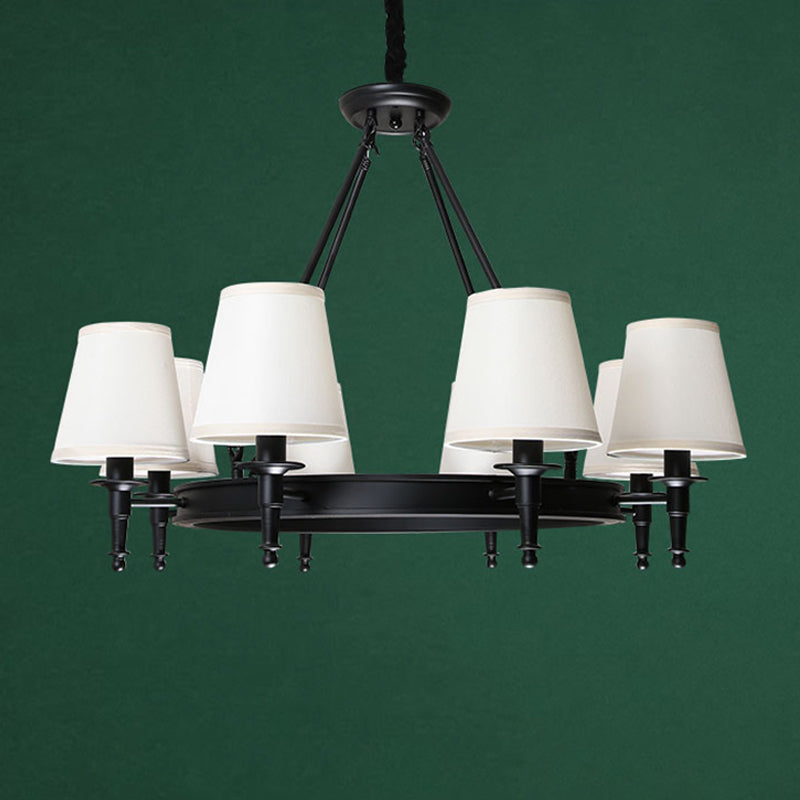 Bucket Shade Fabric Suspension Light Simplicity Living Room Chandelier Lighting Fixture 8 Black Clearhalo 'Ceiling Lights' 'Chandeliers' Lighting' options 2246340_1de8cf51-3c4b-4c70-bbc1-cfa5b55df171