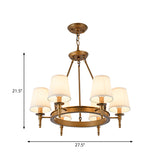 Metallic Candlestick Chandelier Lighting Classic Living Room Pendant Light with Bucket Fabric Shade Clearhalo 'Ceiling Lights' 'Chandeliers' Lighting' options 2246355