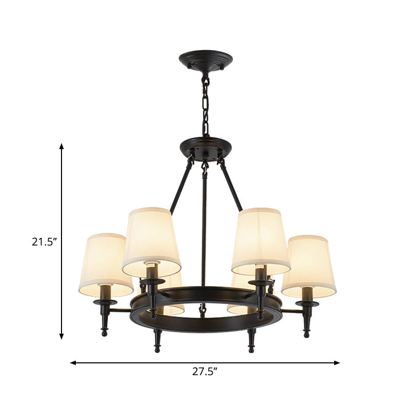 Metallic Candlestick Chandelier Lighting Classic Living Room Pendant Light with Bucket Fabric Shade Clearhalo 'Ceiling Lights' 'Chandeliers' Lighting' options 2246356