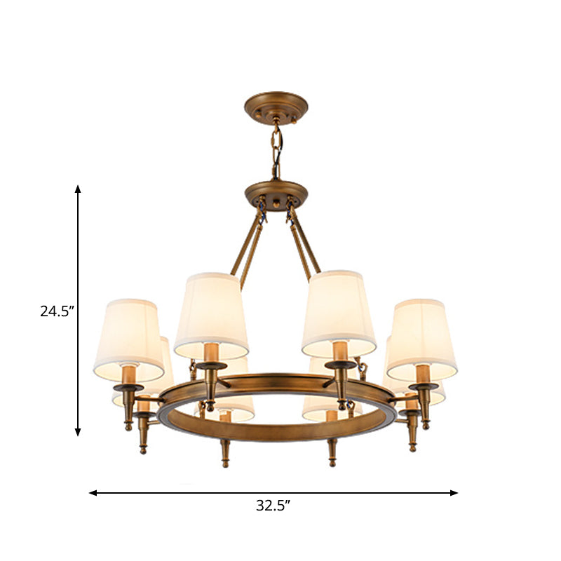 Metallic Candlestick Chandelier Lighting Classic Living Room Pendant Light with Bucket Fabric Shade Clearhalo 'Ceiling Lights' 'Chandeliers' Lighting' options 2246357