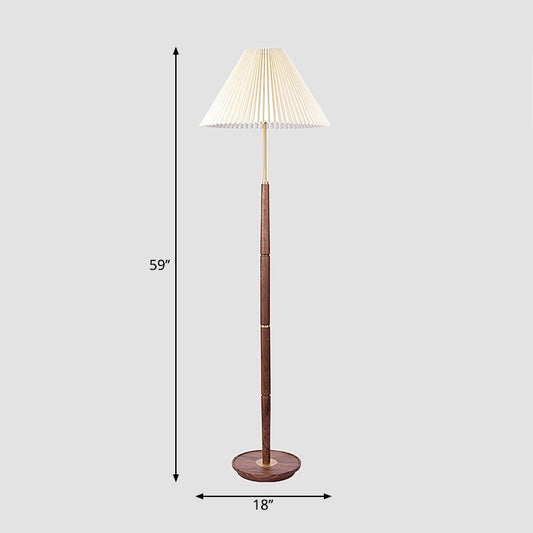 1-Light Standing Light Minimalism Tapered Pleated Fabric Floor Lamp in White for Living Room Clearhalo 'Floor Lamps' 'Lamps' Lighting' 2246398